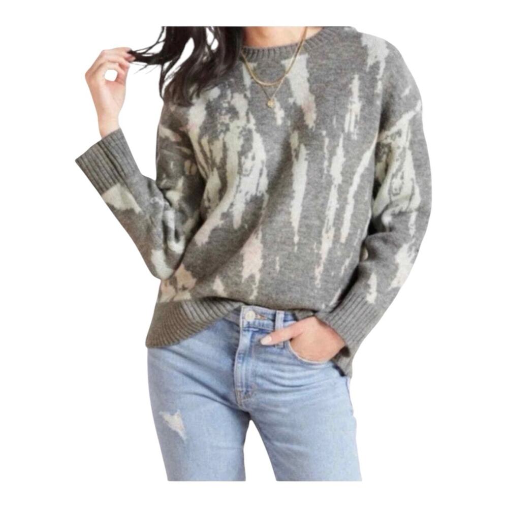 Rails Virgo Chunky Knit Tie-Dye Crewneck Wool Blend Pullover Sweater Grey Small
